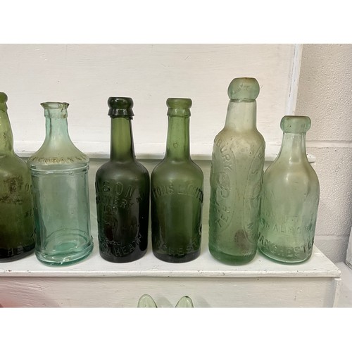 210 - BOX OF VICTORIAN AND LATER BOTTLES GLASSWARE ETC