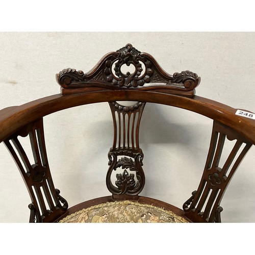 248 - EDWARDIAN MAHOGANY BEDROOM CHAIR H31” L22”