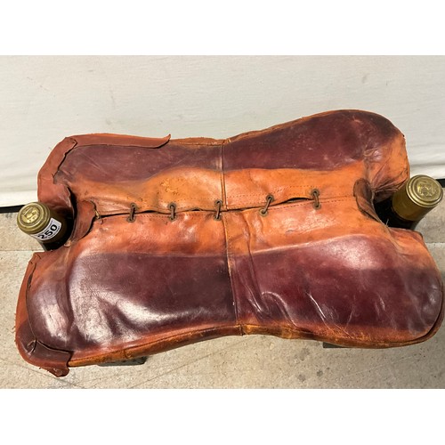 250 - VINTAGE SADDLE STOOL WITH LEATHER CUSHION H16” L21”