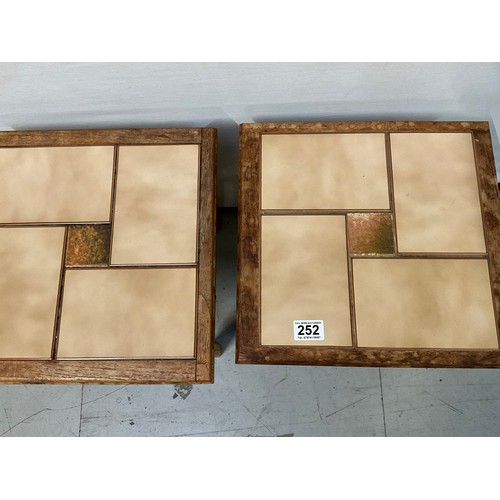 252 - PAIR OF MID CENTURY TILE TOPPED TABLES H14” D14”