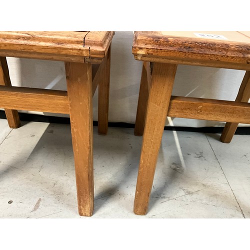 252 - PAIR OF MID CENTURY TILE TOPPED TABLES H14” D14”