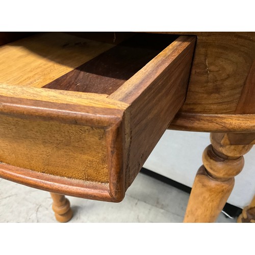 254 - MODERN ACACIA WOOD HALF MOON HALL TABLE WITH DRAWER H30.5” L35” L18”