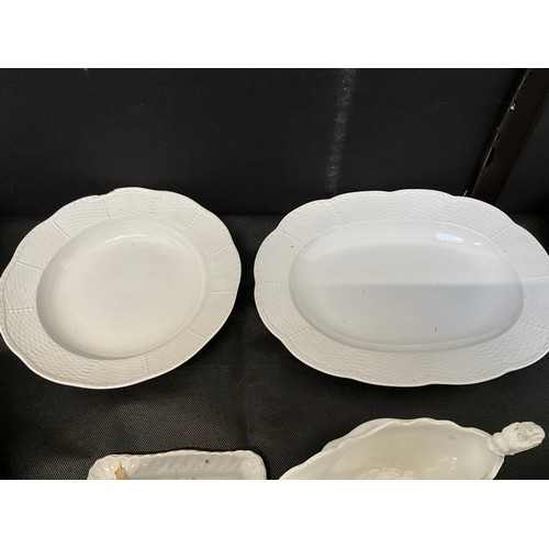 8 - A LARGE WHITE DINNER SERVICE TO INCLUDE DINNER PLATES TEA PLATES BOWLS CHEESE DISH ETC