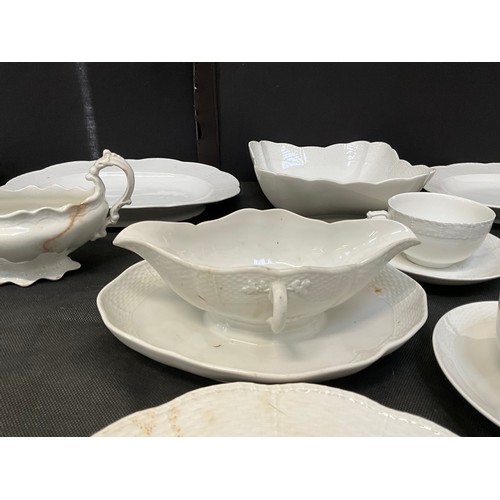 8 - A LARGE WHITE DINNER SERVICE TO INCLUDE DINNER PLATES TEA PLATES BOWLS CHEESE DISH ETC