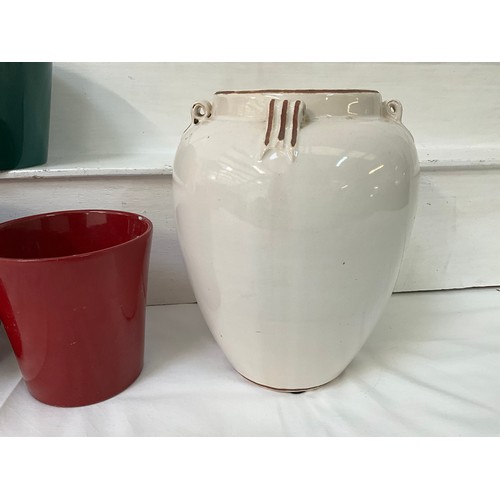 11 - A BOX OF CHINA TO INCLUDE CERAMIC PLANTERS LARGE VASE ETC