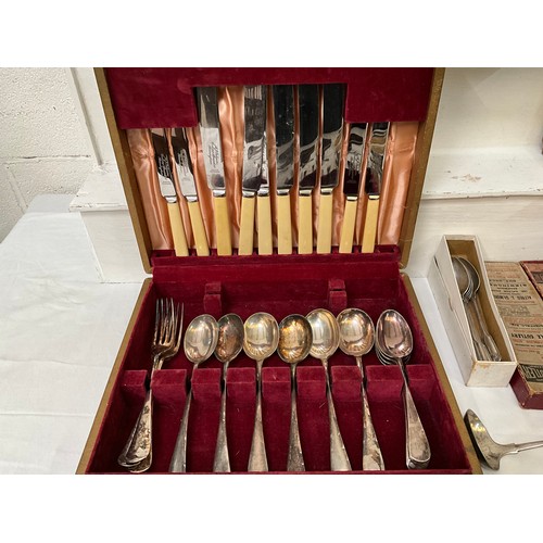 21 - A BOX OF CUTLERY TO INCLUDE BOXED SETS