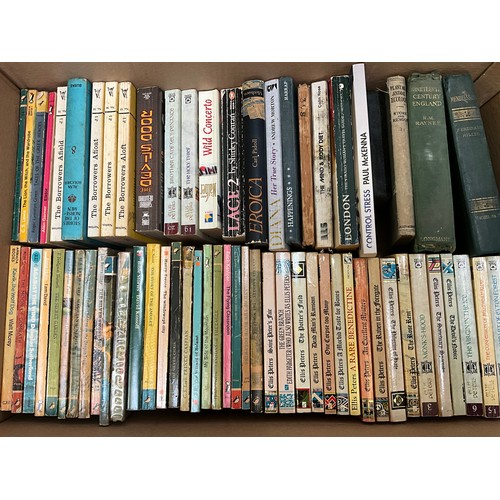 24 - THREE BOXES OF PAPERBACK AND HARDBACK BOOKS TO INCLUDE VINTAGE PUFFIN BOOKS