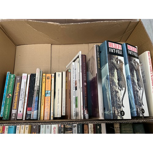 24 - THREE BOXES OF PAPERBACK AND HARDBACK BOOKS TO INCLUDE VINTAGE PUFFIN BOOKS