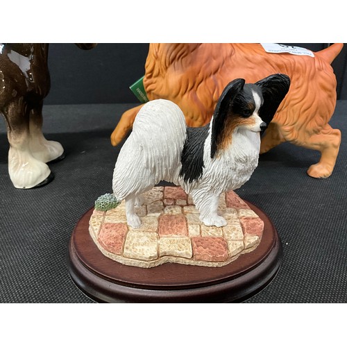 29 - A ROYAL DOULTON GOLDEN RETRIEVER DOG A SHIRE HORSE A COLLIE DOG A NATURE CRAFT PAPILLION