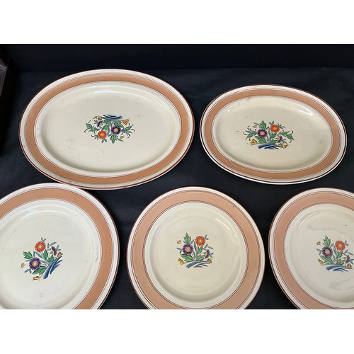 30 - ART DECO HAND PAINTED MINTONS DINNERWARE AND A MAHOGANY BOX