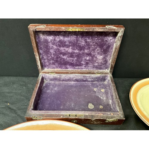 30 - ART DECO HAND PAINTED MINTONS DINNERWARE AND A MAHOGANY BOX