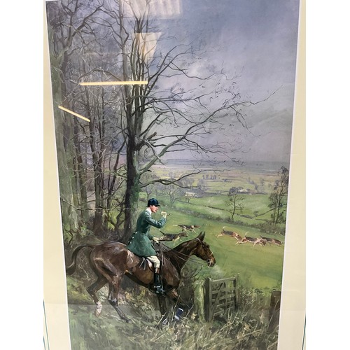 42 - MODERN FRAMED HUNTING SCENE PRINT 32”X23”