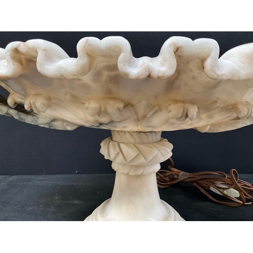 61 - (POSSIBLY FRENCH) MARBLE PEDESTAL TABLE CENTRE PIECE FITTED WITH LIGHT A/F