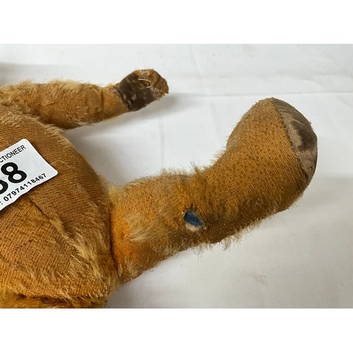 68 - EARLY JOINTED TEDDY BEAR WITH GLASS EYES A/F