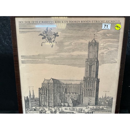 71 - FRAMED PICTURE OF NETHERLANDS CATHEDRAL 23”X21”