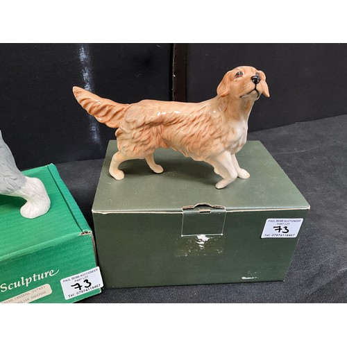 73 - TWO BOXED ROYAL DOULTON GOLDEN RETRIEVERS AND BOXED ROYAL DOULTON SHEEP DOG