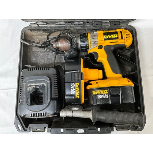 77 - A CASED DEWALT TWIN BATTERY 18V RECHARGEABLE DRILL