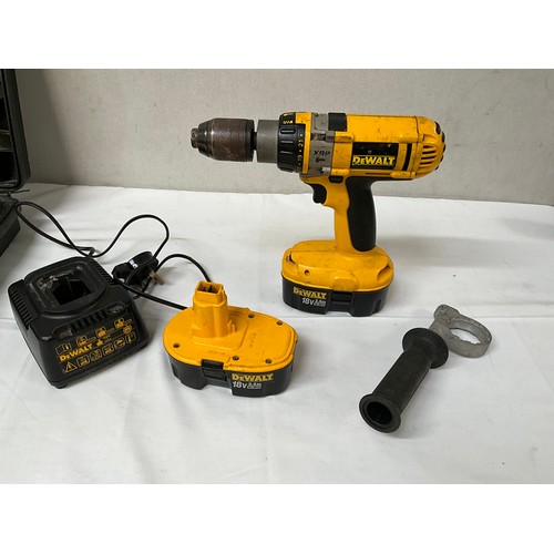 77 - A CASED DEWALT TWIN BATTERY 18V RECHARGEABLE DRILL