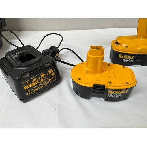 77 - A CASED DEWALT TWIN BATTERY 18V RECHARGEABLE DRILL