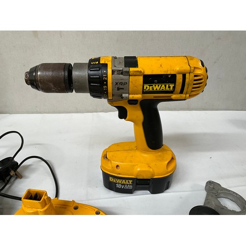 77 - A CASED DEWALT TWIN BATTERY 18V RECHARGEABLE DRILL