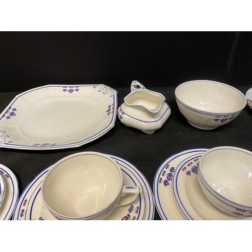 103 - A BOX OF CHINA TO INCLUDE PART TEA SET VICTORIAN CHAMBER POT ETC