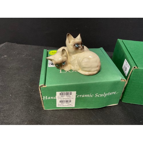 110 - A BOXED ROYAL DOULTON SIAMESE KITTEN AND 2 BOXED ROYAL DOULTON  SIAMESE CATS