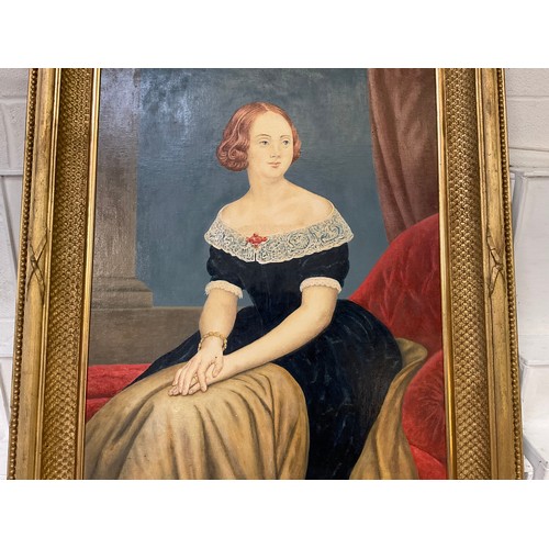 129 - LARGE GILT FRAMED PORTRAIT OF A LADY