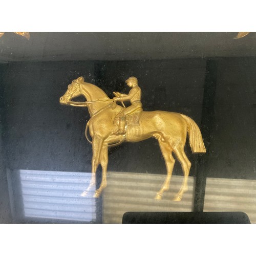 134 - VICTORIAN FRAMED PICTURE OF GILT METAL HORSE 25”X25”