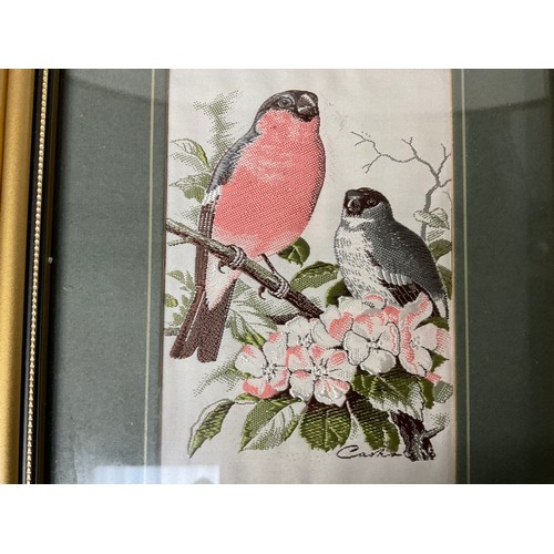 139 - A SET OF FOUR FRAMED SILK BIRD PICTURES