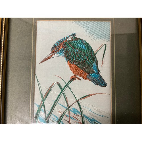 139 - A SET OF FOUR FRAMED SILK BIRD PICTURES