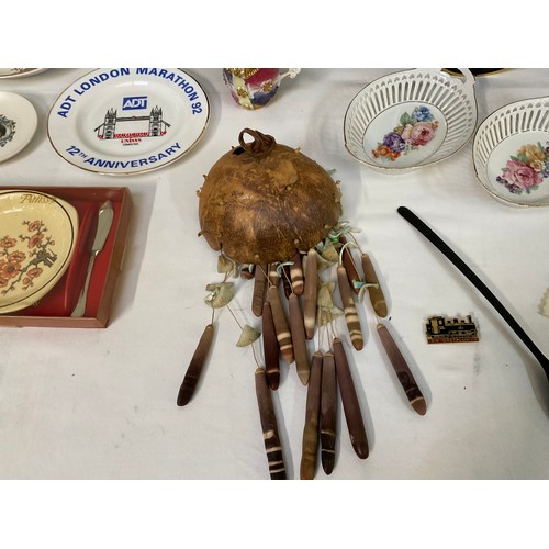 163 - TWO BOXES OF CHINA ETC TOO INCLUDE HORSE AND CART COMMEMMERATIVE WARE COLLECTORS SPOONS ETC