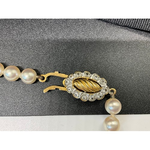 218 - VINTAGE PEARL NECKLACE WITH 9CT GOLD CLASP AND 3 STRAND VINTAGE PEARL NECKLACE