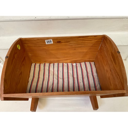 269 - DOLLS WOODEN ROCKING CRIB H12