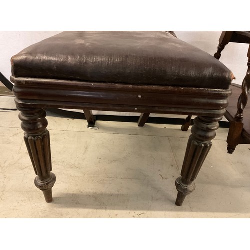 276 - VICTORIAN MAHOGANY DINING CHAIR AND OAK BARLEY TWIST FOLDING CAKESTAND (LEG BROKEN AND MISSING)