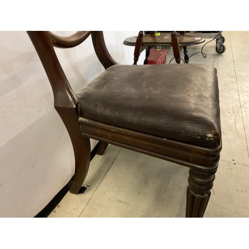 276 - VICTORIAN MAHOGANY DINING CHAIR AND OAK BARLEY TWIST FOLDING CAKESTAND (LEG BROKEN AND MISSING)