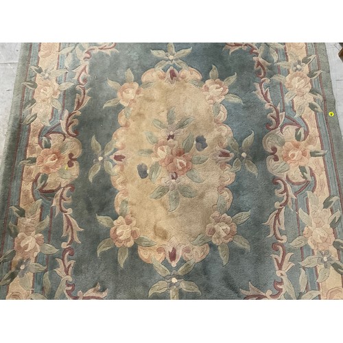 295 - GREEN PATTERNED CHINESE STYLE CARPET A/F 110