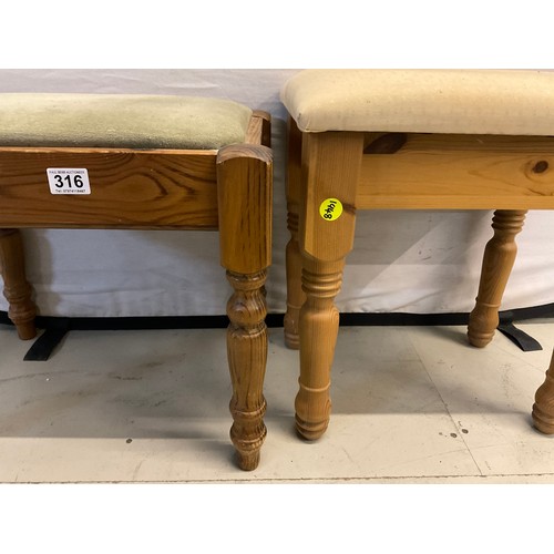 316 - 2 MODERN PINE BEDROOM STOOLS