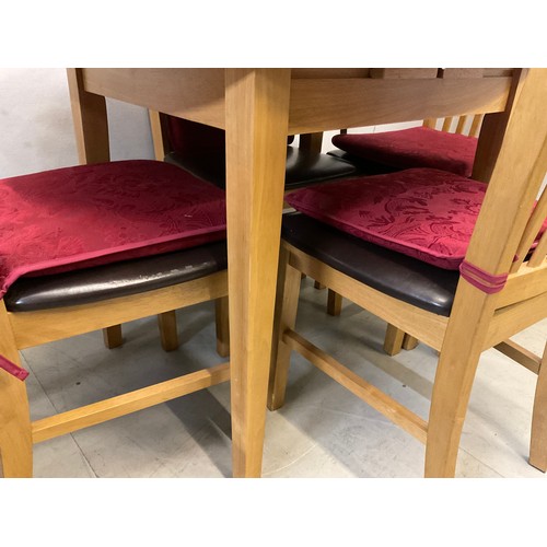 317 - MODERN BEECH EXTENDING TABLE AND 4 MATCHING CHAIRS H29