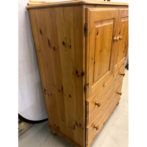 319 - MODERN PINE TALLBOY WITH 2 DOORS OVER 2 DRAWERS H48