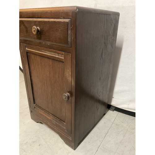 328 - DARK OAK BEDSIDE CABINET WITH SINGLE DRAWER OVER SINGLE DOOR H26