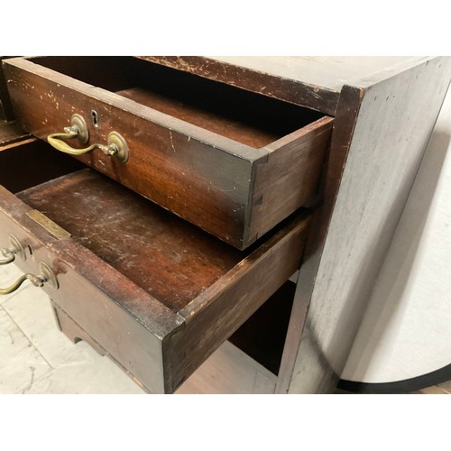 332 - VINTAGE OAK BOOKCASE WITH 4 DRAWERS OVER OPEN SECTION AND 2 DOORS BELOW H36