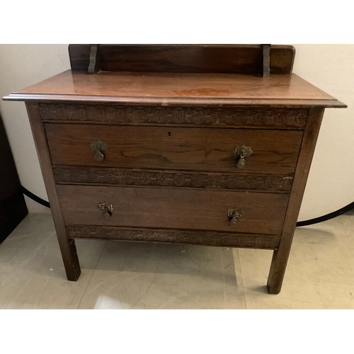 334 - VINTAGE OAK DRESSING TABLE WITH 2 DRAWERS H55