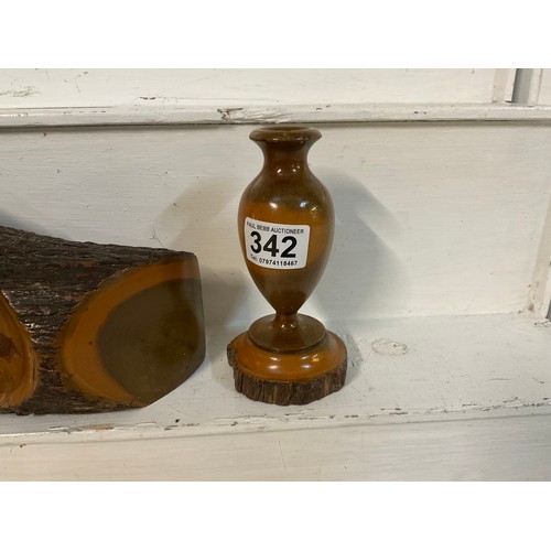 342 - WOODEN CLOCK GARNITURE SET