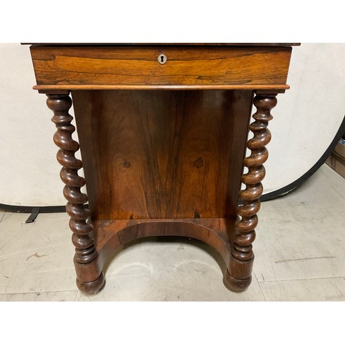 340 - VICTORIAN ROSEWOOD DAVENPORT DESK WITH BARLEY TWIST SUPPORTS AND FITTED INTERIOR H34