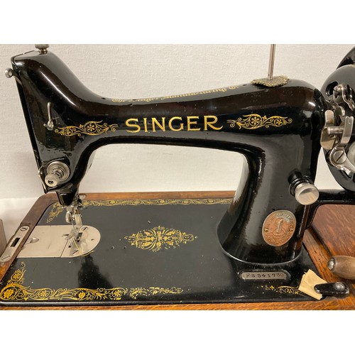 24 - VINTAGE SINGER HAND SEWING MACHINE IN CASE