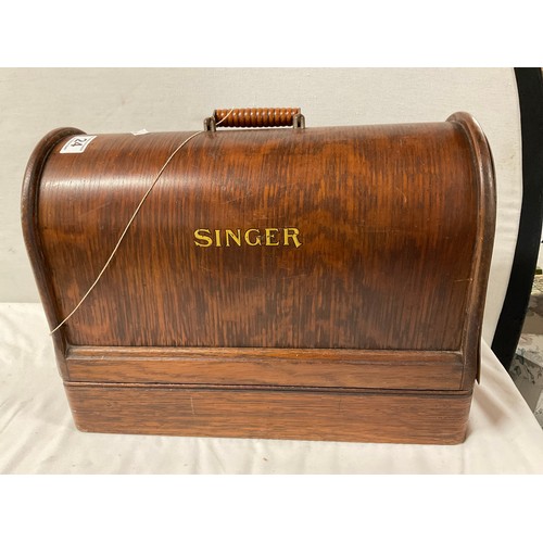 24 - VINTAGE SINGER HAND SEWING MACHINE IN CASE