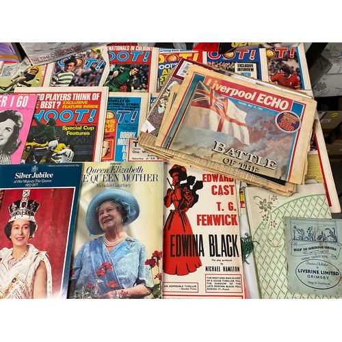 44 - BOX OF VINTAGE MAGAZINES PAPERS ETC