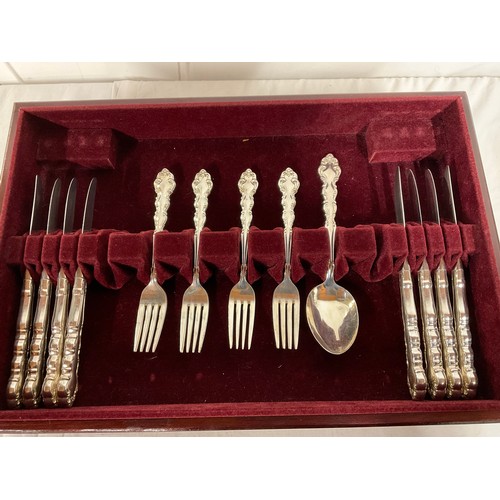 51 - MAHOGANY CASED CANTEEN OF CUTLERY (59 PIECES)