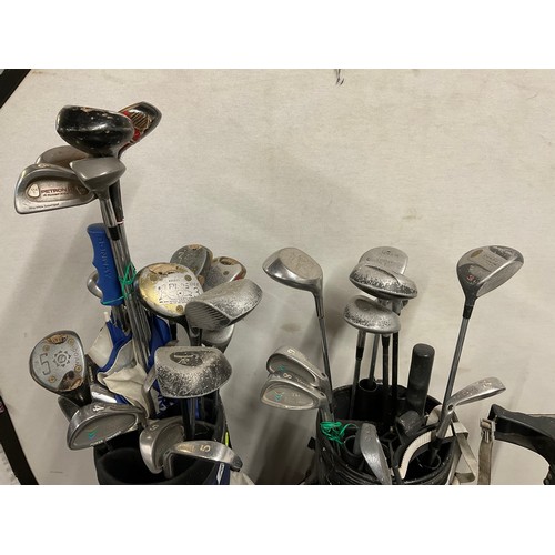 78 - 2 GOLF BAGS CLUBS TROLLEY AND LARGE QTY OF GOLF BALLS