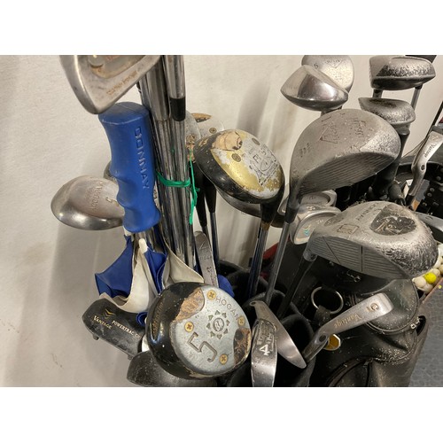 78 - 2 GOLF BAGS CLUBS TROLLEY AND LARGE QTY OF GOLF BALLS